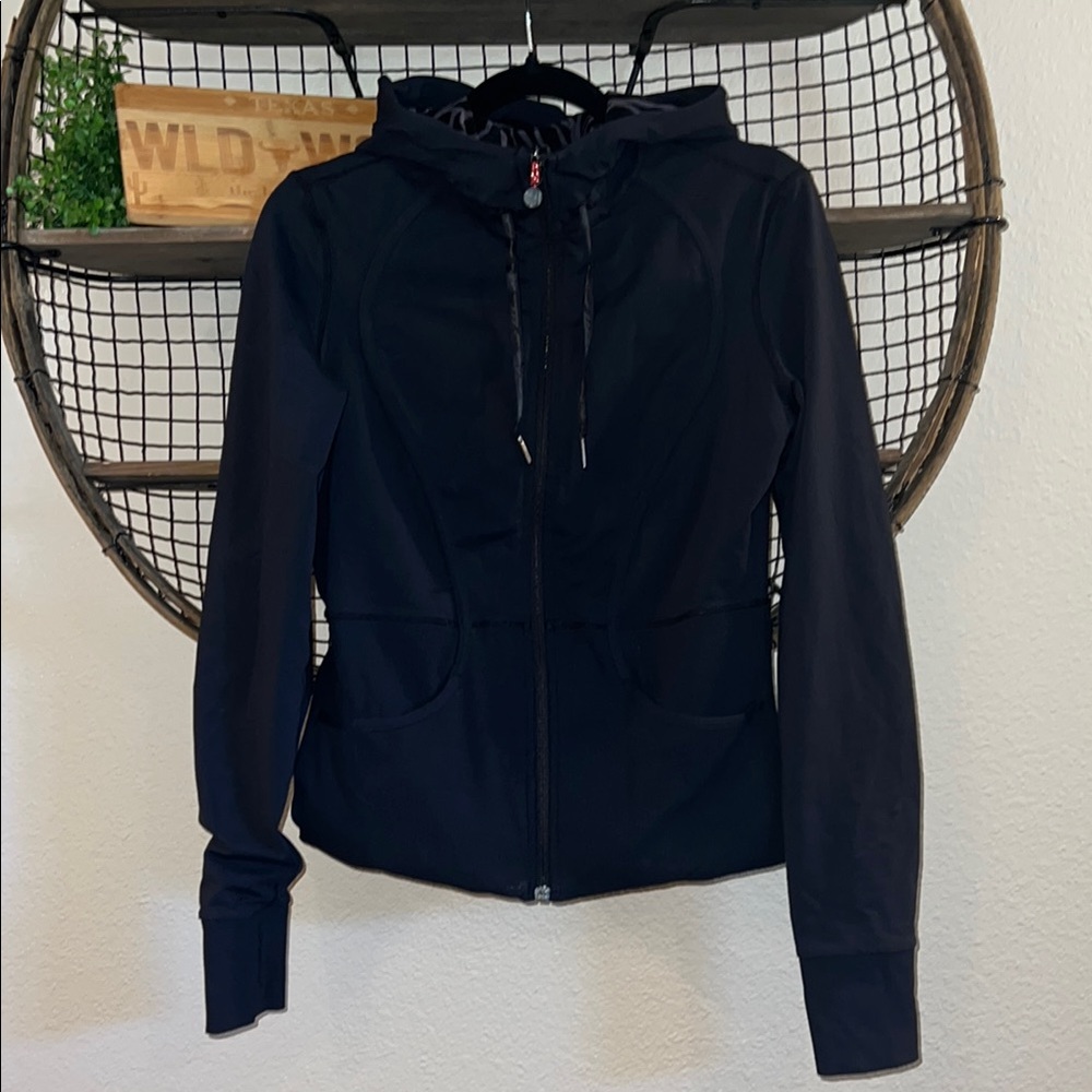Lululemon Black Hooded Zip Jacket Size 8